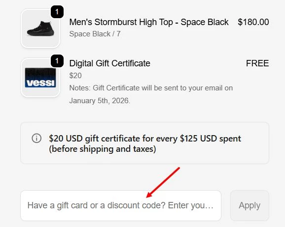“How to apply a Vessi promo code”